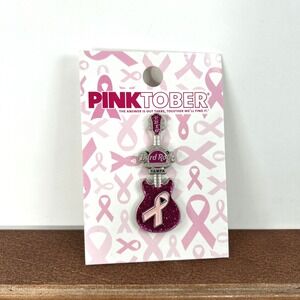 2016 Hard Rock‎ Cafe Tampa Pinktober Pink Ribbon Guitar Breast Cancer Pin HRC